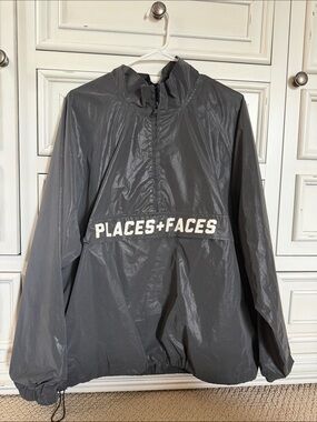 Gray Windbreaker Pullover Jacket